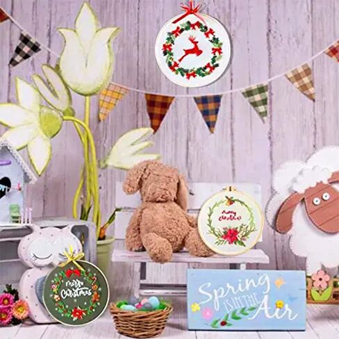 4 قطع من مجموعة التطريز للمبتدئين مع نمط عيد الميلاد، مجموعات الخياطة المتقاطعة DIY للبالغين، السلسلة الكاملة تأتي مع 4 أنماط تطريز و4 خيوط مطرزة، 4 أقمشة مطرزة، وتعليمات in Kuwait