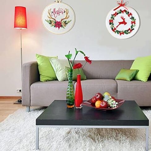 4 قطع من مجموعة التطريز للمبتدئين مع نمط عيد الميلاد، مجموعات الخياطة المتقاطعة DIY للبالغين، السلسلة الكاملة تأتي مع 4 أنماط تطريز و4 خيوط مطرزة، 4 أقمشة مطرزة، وتعليمات in Kuwait