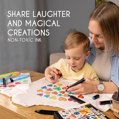 Zenacolor 20 قلم تحديد قماشي بطرف مزدوج - ألوان فريدة لأقلام قماش الملابس - أطراف دقيقة وأقلام طلاء قماش ذات نقطة إزميل لتأثيرات متعددة in Kuwait