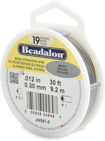 Beadalon 19 جديلة سلك خرز من الفولاذ المقاوم للصدأ، 012 بوصة / 0.30 مم، ساطع، 30 قدم / 9.2 م in Kuwait
