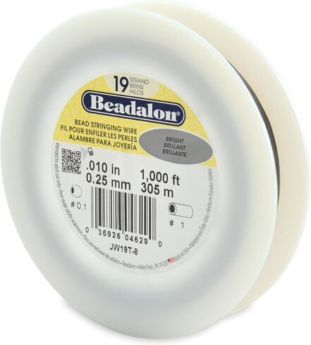 Beadalon 19 جديلة سلك خرز من الفولاذ المقاوم للصدأ، 012 بوصة / 0.30 مم، ساطع، 30 قدم / 9.2 م in Kuwait