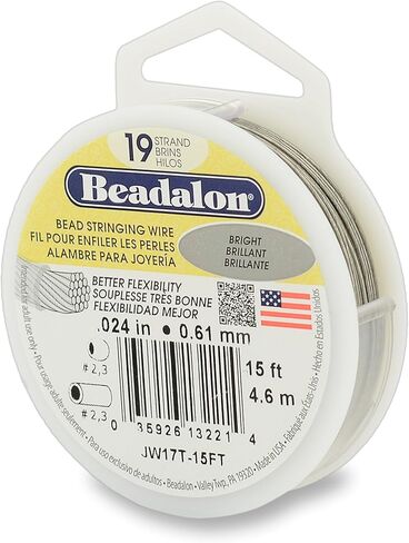 Beadalon 19 جديلة سلك خرز من الفولاذ المقاوم للصدأ، 012 بوصة / 0.30 مم، ساطع، 30 قدم / 9.2 م in Kuwait