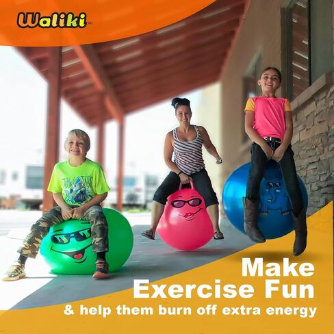 WALIKI Toys Hopper Ball for Kids (Hippity Hop Ball, Hopping Ball, Bouncy Ball with Handles, Sit & Bounce, Kangaroo Bouncer, Jumping Ball, Red, Pump Included) (Ages: 16-101 (29"/75CM)) in Kuwait