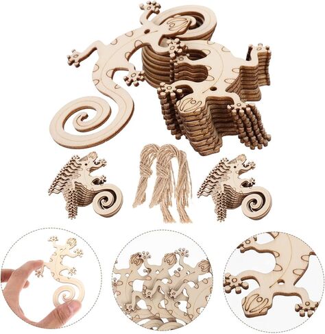 50 مجموعة من سحلية رقاقة الخشب الفارغة للفنون والحرف اليدوية لديكور الخشب، حرفة فنية للسحلية، لوازم يدوية، أشكال حرفية خشبية، قطع خشبية، جرافيتي، شرائح خشبية، سحلية خشبية in Kuwait