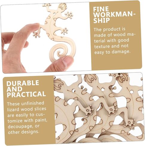 50 مجموعة من سحلية رقاقة الخشب الفارغة للفنون والحرف اليدوية لديكور الخشب، حرفة فنية للسحلية، لوازم يدوية، أشكال حرفية خشبية، قطع خشبية، جرافيتي، شرائح خشبية، سحلية خشبية in Kuwait