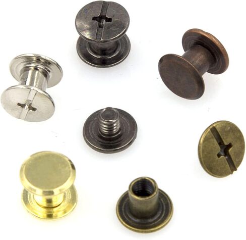 100 Sets Chicago Screws Assorted Kit 5 Color Leather Rivets Screw Rivets Flat Fillister Book Binding Posts Nail Rivet Chicago Bolts for DIY Leather Craft Black Silver Golden Bronze (Colours 5×6mm) in Kuwait