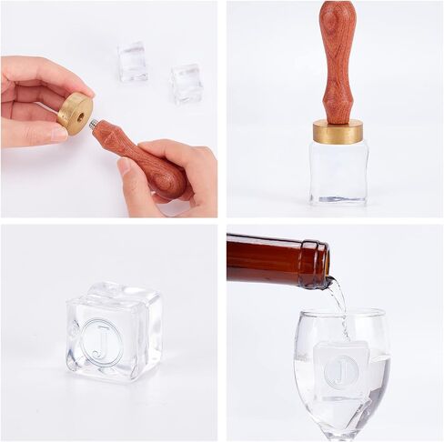 CRASPIRE Ice Stamp B Letter Ice Cube Stamp مع رأس نحاسي قابل للإزالة ومقبض خشبي عتيق 1.2 بوصة ختم العلامة التجارية للثلج لمكعبات الثلج كوكتيل ويسكي موخيتو مشروبات صنع الزفاف صناعة يدوية in Kuwait