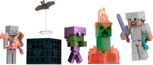 Mattel Minecraft Toys | Story Pack with 4 Action Figures and Accessories | Cave Conflict with Steve and Skeleton | Collectible Gift for Kids (Amazon Exclusive) in Saudi Arabia
