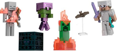 Mattel Minecraft Toys | Story Pack with 4 Action Figures and Accessories | Cave Conflict with Steve and Skeleton | Collectible Gift for Kids (Amazon Exclusive) in Saudi Arabia