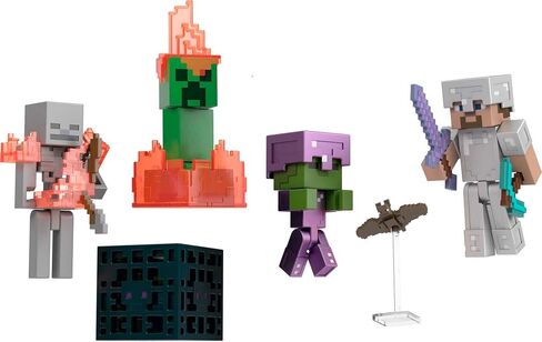 Mattel Minecraft Toys | Story Pack with 4 Action Figures and Accessories | Cave Conflict with Steve and Skeleton | Collectible Gift for Kids (Amazon Exclusive) in Saudi Arabia