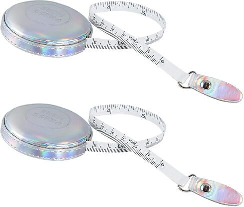2 Pack Tape Measure Leather Retractable Body Measuring Tape 150 cm 60 Inch Tailor Fabric Small Tape Measure with Push Button (Round-Silver) in Saudi Arabia