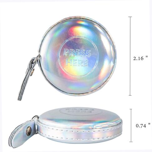 2 Pack Tape Measure Leather Retractable Body Measuring Tape 150 cm 60 Inch Tailor Fabric Small Tape Measure with Push Button (Round-Silver) in Saudi Arabia