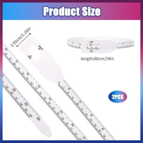 قطعتان من شريط قياس بهلوان فراغات التسامي، جهاز قياس العرض الدقيق من البلاستيك، شريط قياس أبيض لقياس محيط الكوب، شريط سنتيمتر يستخدم لملحقات التسامي بالضغط الحراري للفرن in Kuwait