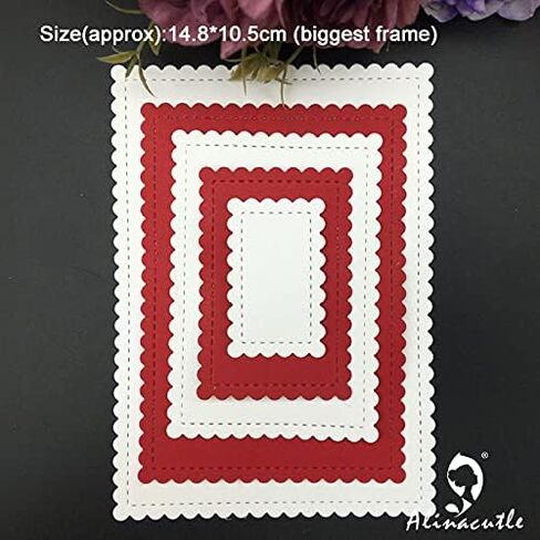 Alinacutle 5/PK-Rectangle, Scallops Border Nesting Frame Die Cut, Card Background Metal Cutting Die, Card Frame Die Set,Paper Craft Die-Cuts,DIY Card Metal Punch Template,Classic Nesting Frames in Kuwait