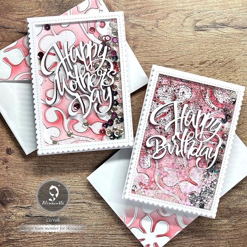 Alinacutle 5/PK-Rectangle, Scallops Border Nesting Frame Die Cut, Card Background Metal Cutting Die, Card Frame Die Set,Paper Craft Die-Cuts,DIY Card Metal Punch Template,Classic Nesting Frames in Kuwait