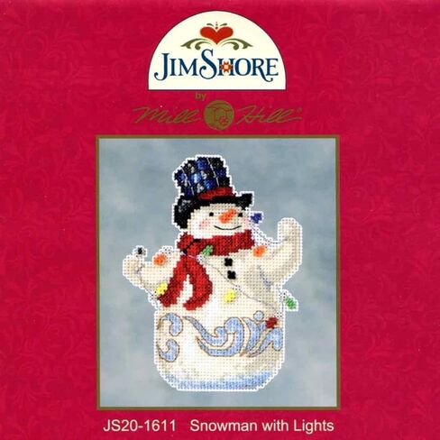 Mill Hill Snowman with Lights Beaded Counted Christmas Holiday Cross Stitch Kit 2016 Jim Shore Winter Series JS201611 in Saudi Arabia