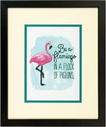 Dimensions 70-65168 Be A Flamingo Counted Cross Stitch Kit, 5" x 7" in Saudi Arabia