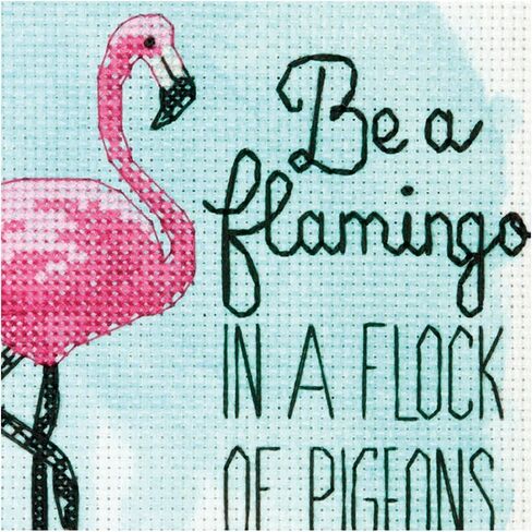 Dimensions 70-65168 Be A Flamingo Counted Cross Stitch Kit, 5" x 7" in Saudi Arabia