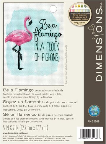 Dimensions 70-65168 Be A Flamingo Counted Cross Stitch Kit, 5" x 7" in Saudi Arabia