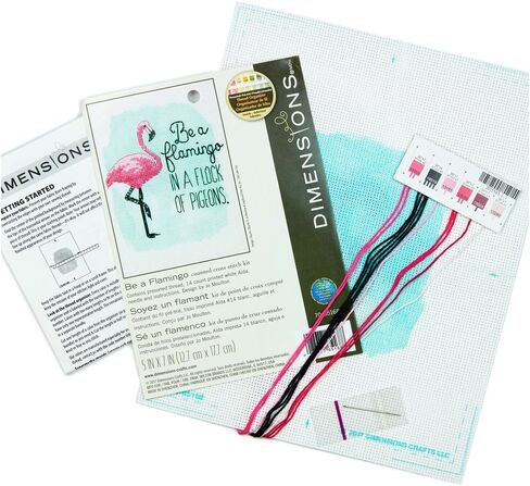 Dimensions 70-65168 Be A Flamingo Counted Cross Stitch Kit, 5" x 7" in Saudi Arabia