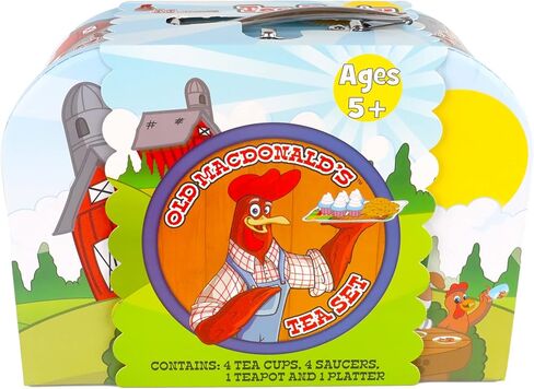 Regal Games Old Macdonald’s Tea Time - Barnyard Animal Designed Kid's Tea Time Set - includes 1 Teapot, 4 Cups, 4 Saucers, 1 Platter & Storage Case - Ideal Birthday & Easter Gift for Ages 5+ in Kuwait