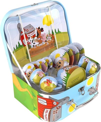 Regal Games Old Macdonald’s Tea Time - Barnyard Animal Designed Kid's Tea Time Set - includes 1 Teapot, 4 Cups, 4 Saucers, 1 Platter & Storage Case - Ideal Birthday & Easter Gift for Ages 5+ in Kuwait