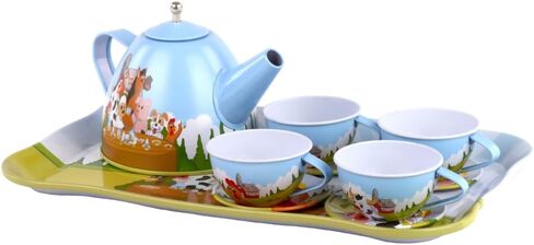 Regal Games Old Macdonald’s Tea Time - Barnyard Animal Designed Kid's Tea Time Set - includes 1 Teapot, 4 Cups, 4 Saucers, 1 Platter & Storage Case - Ideal Birthday & Easter Gift for Ages 5+ in Kuwait