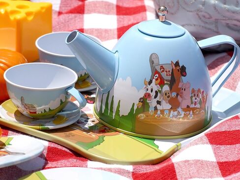 Regal Games Old Macdonald’s Tea Time - Barnyard Animal Designed Kid's Tea Time Set - includes 1 Teapot, 4 Cups, 4 Saucers, 1 Platter & Storage Case - Ideal Birthday & Easter Gift for Ages 5+ in Kuwait