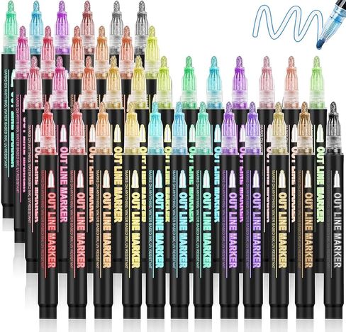 Tommax Acrylic Paint Marker Pens 96 color, 48pcs 2-headed 2-color Dual Tip Pens, Point Acrylic Paint Markers for Wood, Canvas, Stone, Rock Painting, Glass, Ceramic Surfaces, DIY in Kuwait