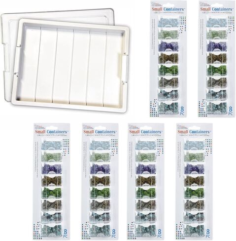 Bead Storage Solutions Plastic Stackable Organizer Tray Bundle with Lid and 48 Size Small Containers for Beads and Craft Supplies in Saudi Arabia