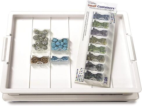 Bead Storage Solutions Plastic Stackable Organizer Tray Bundle with Lid and 48 Size Small Containers for Beads and Craft Supplies in Saudi Arabia