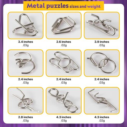 مجموعة ألغاز تحفيز العقل المعدنية والخشبية مكونة من 12 قطعة للأطفال والمراهقين والبالغين، وألعاب ألغاز ذهنية لاختبار الذكاء، وألعاب منطقية لفتح الأسلاك الصينية لجوائز الفصل الدراسي، ومجموعة أدوات تخزين 1 in Kuwait