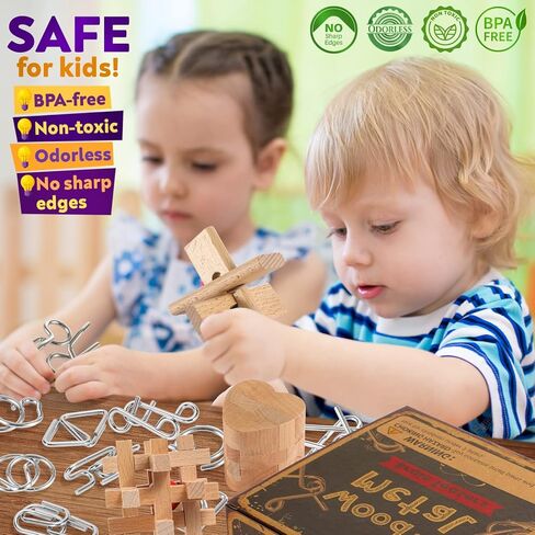 مجموعة ألغاز تحفيز العقل المعدنية والخشبية مكونة من 12 قطعة للأطفال والمراهقين والبالغين، وألعاب ألغاز ذهنية لاختبار الذكاء، وألعاب منطقية لفتح الأسلاك الصينية لجوائز الفصل الدراسي، ومجموعة أدوات تخزين 1 in Kuwait