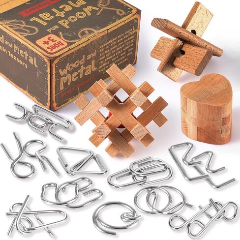 مجموعة ألغاز تحفيز العقل المعدنية والخشبية مكونة من 12 قطعة للأطفال والمراهقين والبالغين، وألعاب ألغاز ذهنية لاختبار الذكاء، وألعاب منطقية لفتح الأسلاك الصينية لجوائز الفصل الدراسي، ومجموعة أدوات تخزين 1 in Kuwait