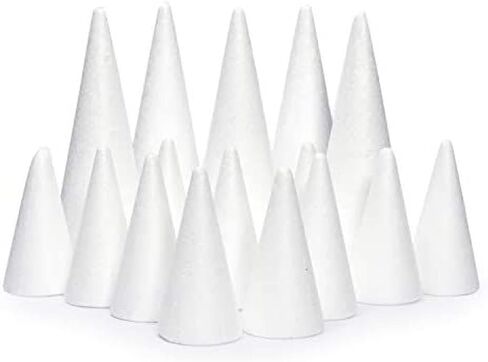 White Craft Foam Cones for Crafts, 2 Sizes (18 Pack) in Saudi Arabia