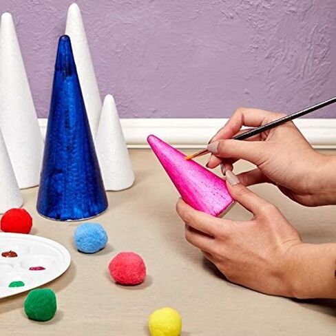 White Craft Foam Cones for Crafts, 2 Sizes (18 Pack) in Saudi Arabia