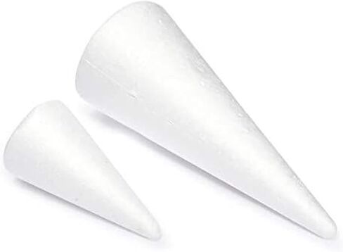 White Craft Foam Cones for Crafts, 2 Sizes (18 Pack) in Saudi Arabia