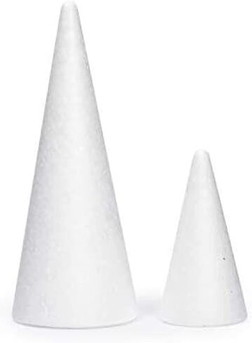 White Craft Foam Cones for Crafts, 2 Sizes (18 Pack) in Saudi Arabia