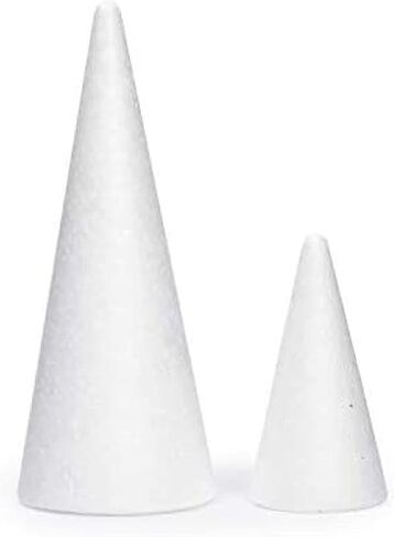 White Craft Foam Cones for Crafts, 2 Sizes (18 Pack) in Saudi Arabia