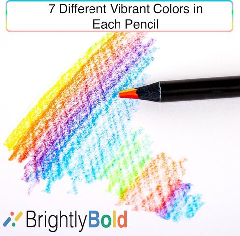 7 in 1 Wooden Rainbow Pencils - 36 pack - Black Wood Multicolored Rainbow Colored Pencil Set with Pencil Sharpeners for Kids - Pre-Sharpened Rainbow Pencil for Art, Drawing, Sketching, Coloring in Saudi Arabia