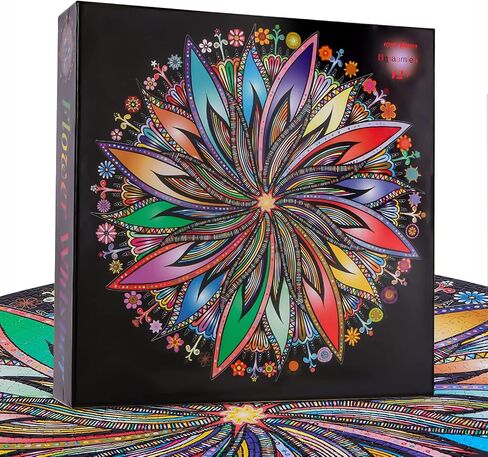 Bgraamiens Puzzle-Blooming Flowers-1000 Pieces Creative Geometric Round Blue Board Colorful Mandala Jigsaw Puzzle in Saudi Arabia