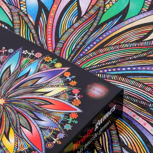 Bgraamiens Puzzle-Blooming Flowers-1000 Pieces Creative Geometric Round Blue Board Colorful Mandala Jigsaw Puzzle in Saudi Arabia