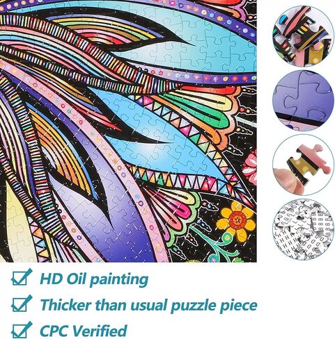 Bgraamiens Puzzle-Blooming Flowers-1000 Pieces Creative Geometric Round Blue Board Colorful Mandala Jigsaw Puzzle in Saudi Arabia
