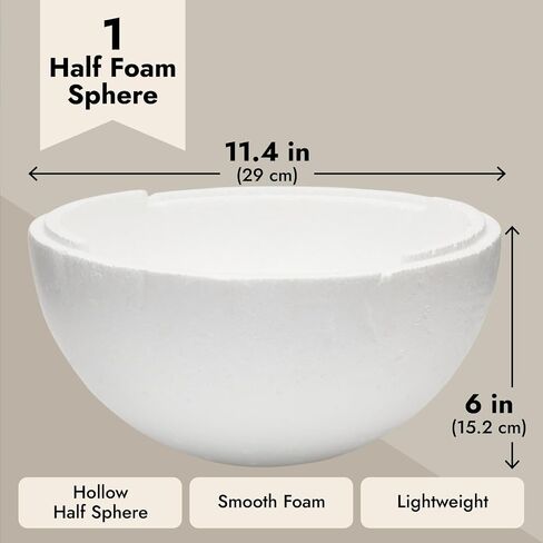 White Half Sphere Foam Ball for DIY Crafts, Large Hollow Dome for Art Supplies (11.4 x 6 in) in Saudi Arabia