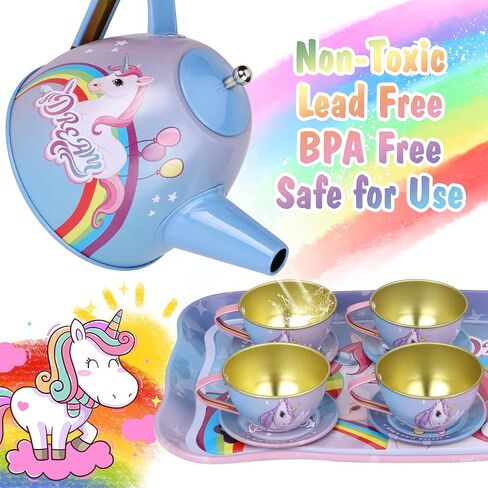 saiti يونيكورن موضوع حزب اللعب مجموعة الشاي للفتيات الصغيرات، الأميرة حفلة الشاي لعب لعبة إبريق الشاي هدية مجموعة للأطفال لوازم الحفلات متعة المطبخ التظاهر اللعب للفتيات الفتيان سن 3 4 5 6 7 أطفال ألعاب الهدايا in Kuwait