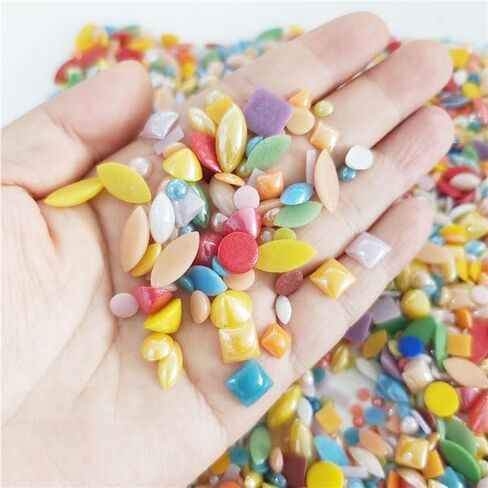 فسيفساء سيراميك MY.XWFD للحرف اليدوية، كتل فسيفساء كبيرة الحجم 500 جرام، بلاط سيراميك للأعمال الفنية، مجموعة حديقة الفسيفساء (ألوان مختلطة) in Kuwait