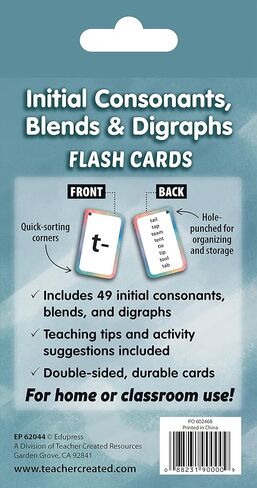 Teacher Created Resources Initial Consonants, Blends & Digraphs Flash Cards (EP62044) 3-1/8" x 5-1/8" in Saudi Arabia