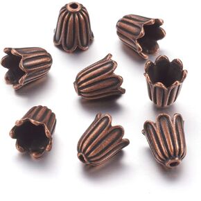 Craftdady 60 قطعة من أغطية خرزات الزهور المينا المصنوعة من سبيكة المينا، أغطية خرز على شكل أكواب، خرز نهاية ساحرة، قبعات نهاية خرز الزهور، أدوات إنهاء لصناعة المجوهرات الحرفية