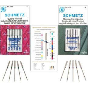 مجموعة إبر القطع واللحاف، (3 × 75/11، 2 × 90/14) خياطة و (5 × 80/12) إبر ميكروتكس، تناسب: الآلات الأخور، سينغر، جانوم، كينمور وبرنانا المنزلية من AARTAART ABC in Kuwait