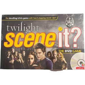 Scene It? Trivia DVD Board Game - TWILIGHT with DVD, Game Board, 4 Movers, 100 Trivia Cards, 20 Fate Cards, 4 Category Reference Cards, 1 Six-Sided Numbered Die, 1 Eight-Sided Category Die and Instruction Sheet Plus Bonus Activities in Kuwait